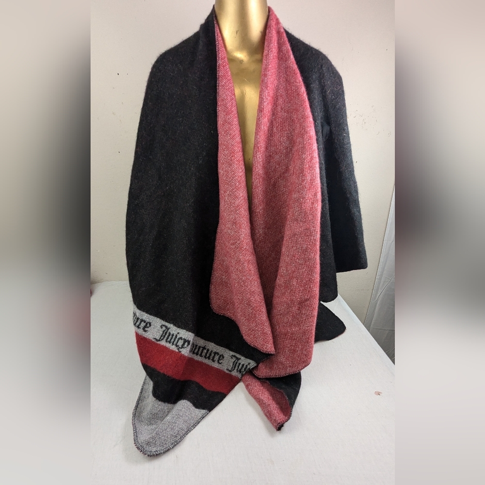 Juicy Couture Black & Red Poncho/Wrap  Very Juicy.  Very Couture One Size